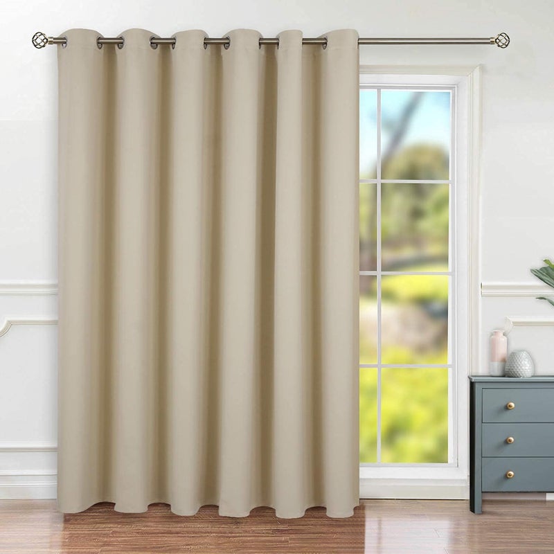 BGment Fashion Sliding Door Curtain 120 X 96 Inches, Wide Thermal Blackout Curtains Room Darkening Room Divider Window Curtain, 1 Panel, Beige, 96 Length X Wide 120 - Image 1